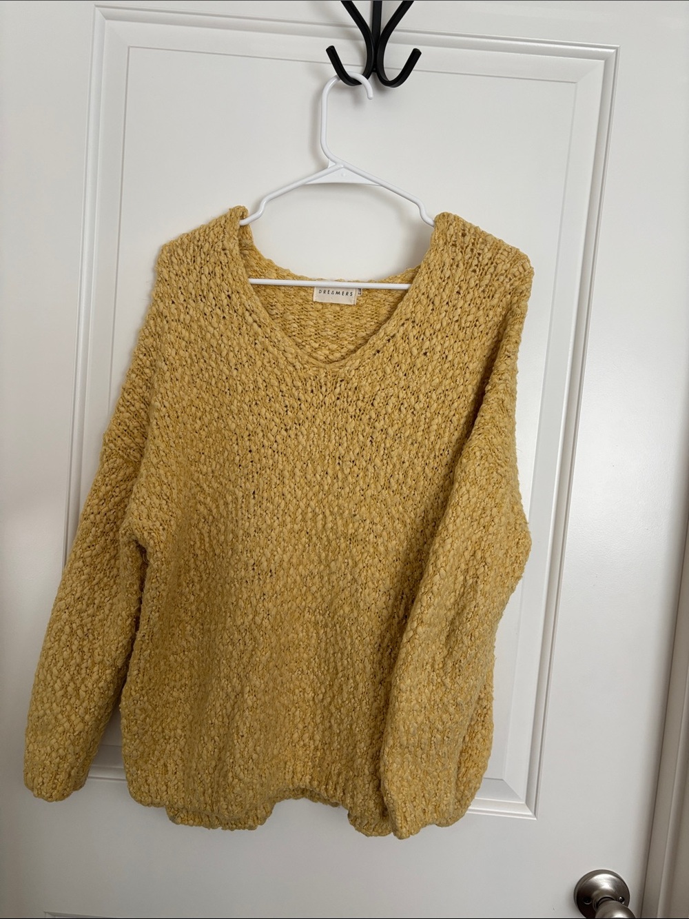 Dreamers Mustard Bouclé V-Neck Sweater